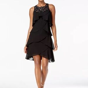 SL Fashions Black Layered High Low Dress